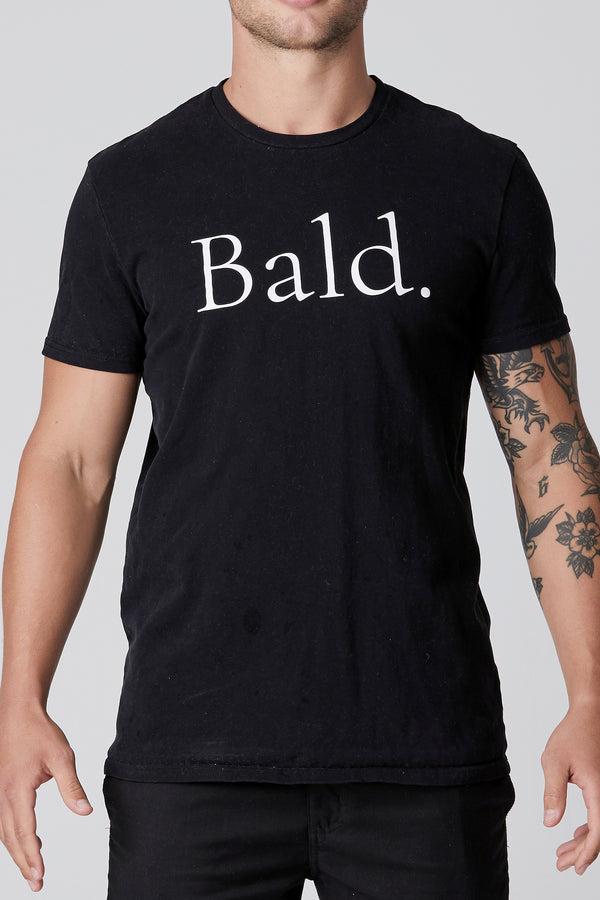 Bald. Black T-Shirt