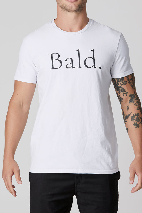 Bald. White T-Shirt